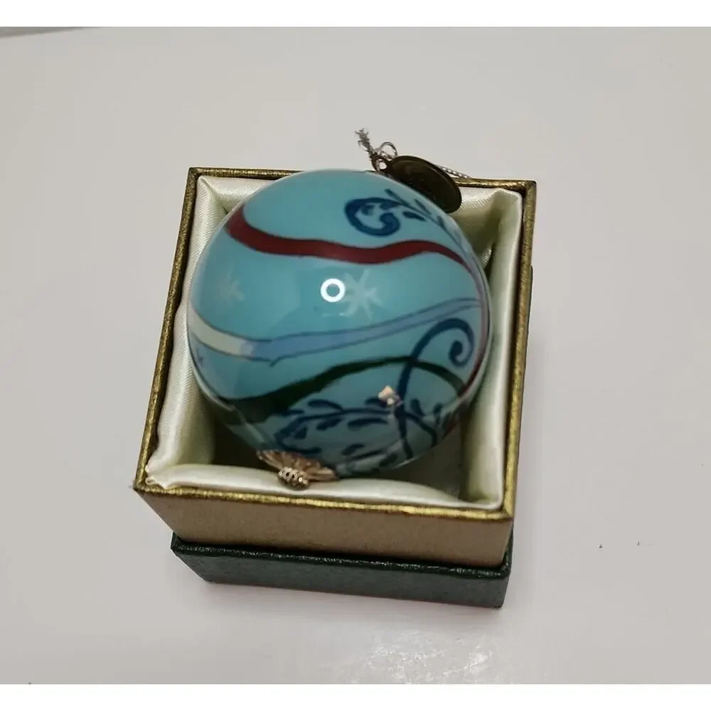 Pier 1 Li Bien Christmas Ornament Ball 2014 Dove Reverse Inside Painted In Box